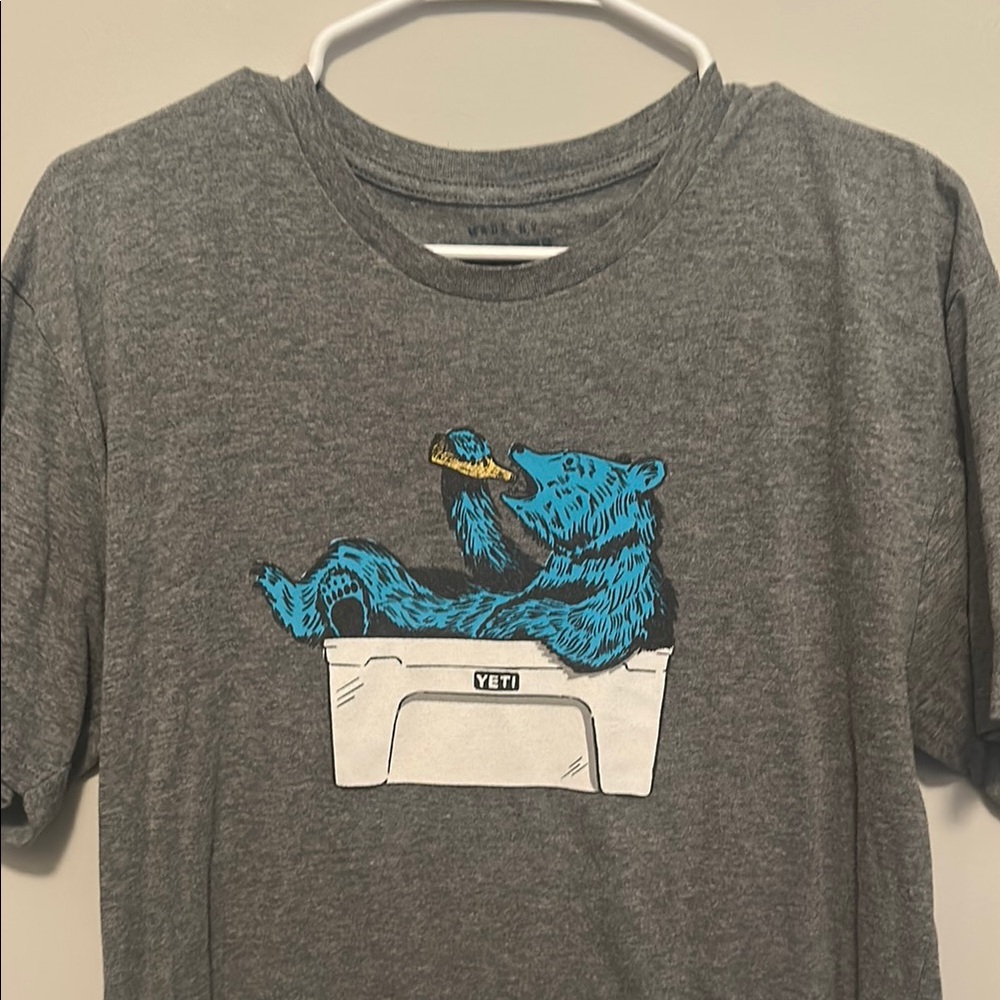 Yeti Gray Tee with Blue Bear Design